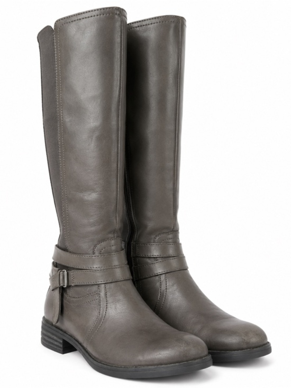 Bussola Trapani Tabitha Leather Riding Boots Women US 7 Charcoal Gray Side Zip